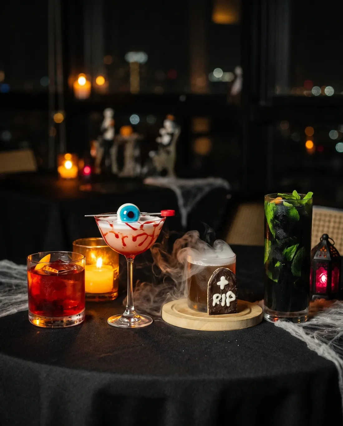 Os quatro drinks After Dark sobre a mesa